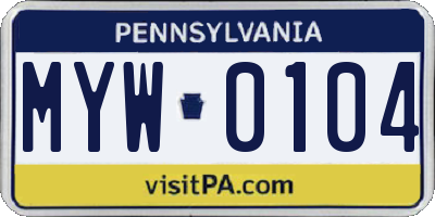 PA license plate MYW0104