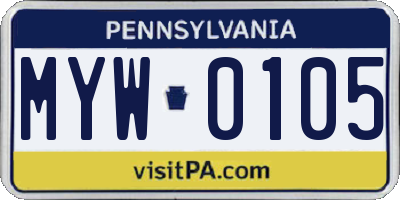 PA license plate MYW0105