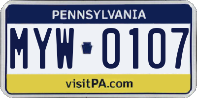 PA license plate MYW0107