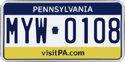 PA license plate MYW0108