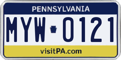 PA license plate MYW0121