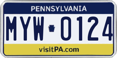 PA license plate MYW0124