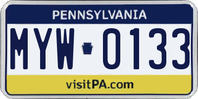 PA license plate MYW0133