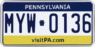 PA license plate MYW0136