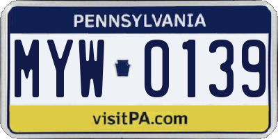 PA license plate MYW0139