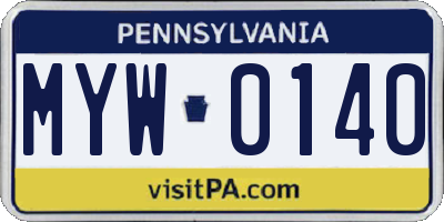 PA license plate MYW0140