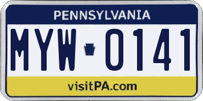 PA license plate MYW0141