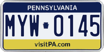 PA license plate MYW0145