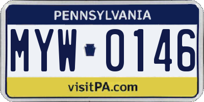 PA license plate MYW0146