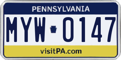 PA license plate MYW0147