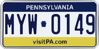PA license plate MYW0149