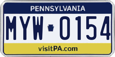 PA license plate MYW0154