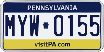 PA license plate MYW0155