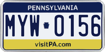 PA license plate MYW0156