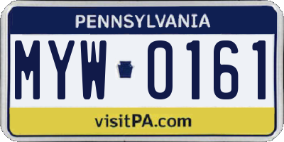 PA license plate MYW0161