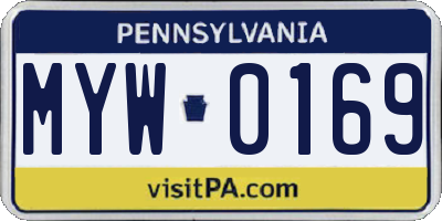 PA license plate MYW0169