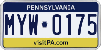 PA license plate MYW0175