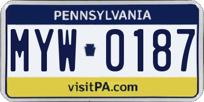 PA license plate MYW0187