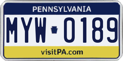 PA license plate MYW0189