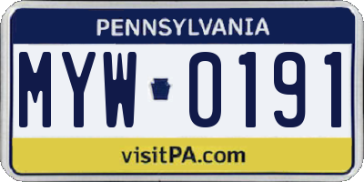 PA license plate MYW0191