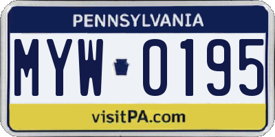 PA license plate MYW0195