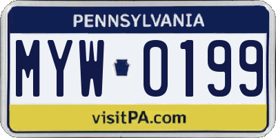 PA license plate MYW0199