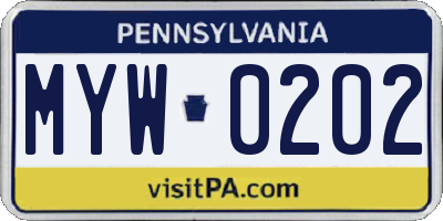 PA license plate MYW0202