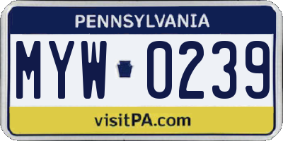 PA license plate MYW0239