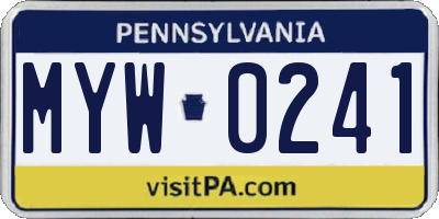 PA license plate MYW0241
