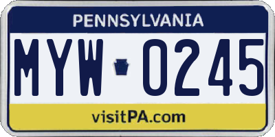 PA license plate MYW0245