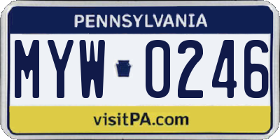 PA license plate MYW0246