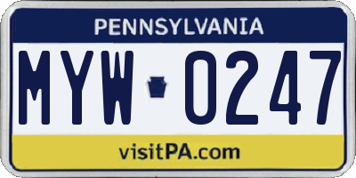 PA license plate MYW0247