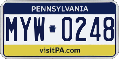 PA license plate MYW0248