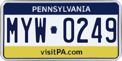 PA license plate MYW0249