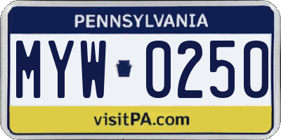 PA license plate MYW0250