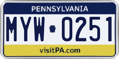 PA license plate MYW0251