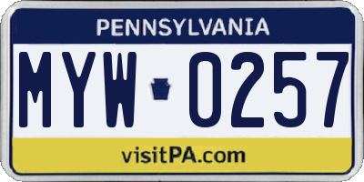 PA license plate MYW0257