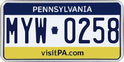 PA license plate MYW0258