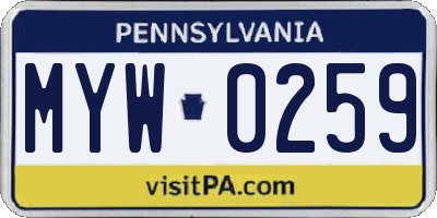PA license plate MYW0259
