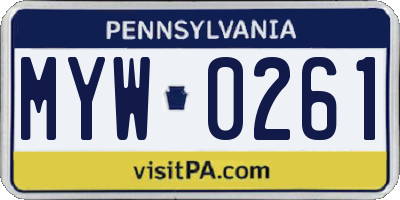 PA license plate MYW0261