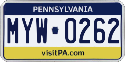 PA license plate MYW0262