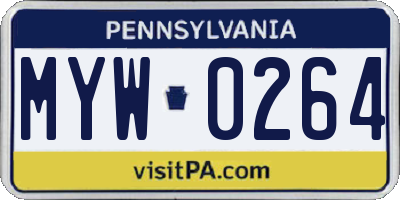 PA license plate MYW0264
