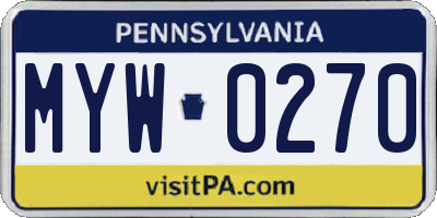 PA license plate MYW0270