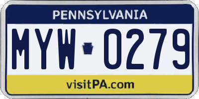 PA license plate MYW0279
