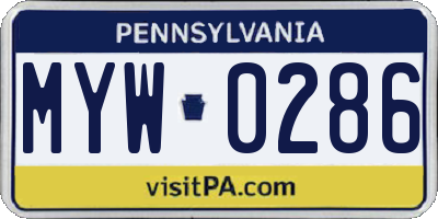 PA license plate MYW0286