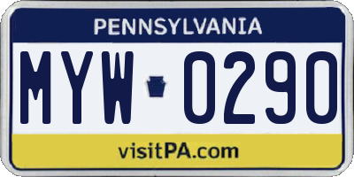 PA license plate MYW0290