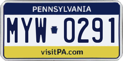 PA license plate MYW0291