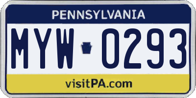 PA license plate MYW0293