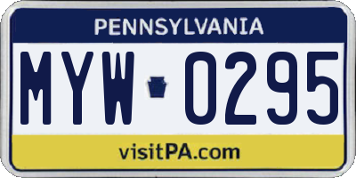 PA license plate MYW0295