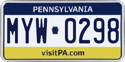 PA license plate MYW0298